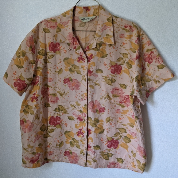 Vintage Eddie Bauer Linen Floral Shirt - Picture 3 of 7